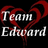 Red heart-shaped outline with white text 'Team Edward' on black background, pixelated rendering.