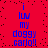 Red background with blue pixelated text reading 'i luv my doggy carlo!!' repeated twice in a pattern, with black dots scattered across the background