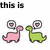 Two pixelated dinosaurs, one pink and one green, stand side-by-side with heart-shaped thought bubbles above their heads; text reads "this is what you might call; true love; dinosaur edition!".
