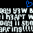 Blue pixelated heart symbol above white blocky text on black background, with repeated phrases and exclamation marks.