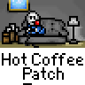 Animated contact sheet of a pixel art character sitting on a couch with repeated text and speech bubbles across multiple frames.