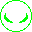 Green and white pixelated icon with a stylized face, showing sequential animation frames where the head elongates vertically into an oval shape while maintaining facial features.