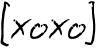 Black handwritten-style text 'xoxo' enclosed in square brackets on a white background with gray borders, appearing as a static single-frame buddy icon.