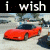 Animated contact sheet of a red sports car icon with changing text above it, showing sequential animation frames from 'i wish' to 'Drive'.