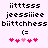 Pixelated text and heart symbols arranged in two identical on a light background, with one heart changing color between frames