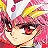 Anime-style character with pink hair and yellow highlights, closed eyes, and a slight smile, surrounded by pink and yellow pixelated background elements.