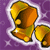 Golden bells with orange highlights on a purple background, each bell outlined in white with star-like sparkles around them.