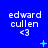Blue background with repeated white text "edward cullen <3" and small cyan symbols in a