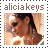 Alicia Keys profile icon with pixelated text above a filmstrip-style border showing her face in two