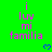 Green background with repeated pink text 'i luv mi familia' and blue heart symbols in a pattern