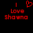 Red pixelated text and symbols on black background: 'I' above 'Love' above 'shawnq', with a heart symbol replacing the 'o' in 'Love' in the first frame.