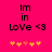 Pixelated text 'Im in Love <3' on bright pink background with yellow-orange hearts below, two versions differ by heart color variation.