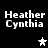 Pixelated text "Heather Cynthia" appears above a star symbol on a black background, with the star changing from white to gray across observations.