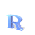 Animated sequence of blue letter R icons with varying shadows and pixelation effects