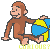 Pixelated monkey holding a blue and yellow globe with visible text at the bottom.