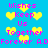 Pixelated blue background with yellow heart shapes and pink text reading "Wishes Keep Us Together Forever A.D" repeated across the image.