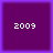 Four identical purple squares with white pixelated text '2009' centered on each, arranged in a against a solid purple background