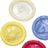 Pixelated circular icons in multiple colors with pink text reading 'whats your flavor' and '???' on a white background.