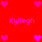 Red background with pink heart icons and purple text reading "Kyliegh" in four positions.