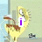 Animated yellow cartoon chicken with brown wings and red comb, standing on a gray platform against light blue background. Purple text overlays change across frames.
