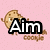 Pixelated cookie icon with text overlays on pink background, showing two states: 'Aim' and 'Roxz!!!!'