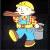 Pixelated cartoon character in work attire holding a bucket and stick, next to green text reading "Original Icons .com" on dark background.