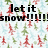Pixelated holiday-themed icon with repeating red and green tree shapes on a white background, overlaid with bold black text reading "let it snow!!!!!" in multiple instances.