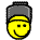 Animated contact sheet showing a yellow smiley face character wearing a gray helmet transitioning through various states of motion and partial visibility against a transparent background.