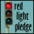 A static contact sheet of two identical animated frames showing a traffic light icon with red, yellow, and green lights alongside the text "red light pledge" on a light blue background.