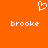A static orange background displays a white pixelated heart symbol above two instances of the text 'brooke' in lowercase.