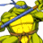 Pixelated cartoon character with green skin and blue headband holding a sword, next to green text on dark background reading "Original Icons .com" in two frames of an animated contact sheet.