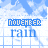 Blue text 'NOVEMBER' above 'rain' on a light blue cloud background with small black heart icons appearing in sequence.