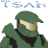 Pixelated static icon of a green-armored character with helmet and visor, above stylized text reading "TSAH" in light blue pixels.