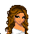Pixel art of a female character with long brown hair wearing white crop top and fringed skirt, shown in multiple views including full-body, torso-only, legs-only, and head-only.