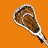 Animated contact sheet of a lacrosse stick icon showing sequential motion frames on an orange background with gray transparency area.