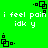 Green background with repeated white text and black pixel-art icons showing a square shape with dots.