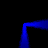 Blue glowing line forms a U-shape with horizontal top and vertical sides on black background, appearing as static or slow animation.