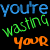 A static buddy icon featuring colorful, overlapping text phrases on a black background with a pink heart symbol at the bottom left.