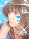 A static contact sheet of two identical animated frames showing a person with brown hair and blue heart stickers on their cheek against a starry blue background.