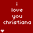Red background with white pixelated text 'i love you christiana' and small star symbols in a , showing animation changes across frames