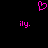 A static pixel art image with a black background, featuring three pink elements: one heart shape at the top and two 'ily.' text fragments below.