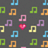 Pixelated icon with musical notes and a heart on a dark gray background, paired with pink text expressing affection for multiple names.