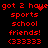 Red pixelated text on black background displays 'got 2 have sports school friends! (333333' with a heart symbol replacing the 'e' in 'have', repeating across two