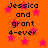Orange background with pink stars and black text reading "Jessica and grant 4-ever" in four identical sections.
