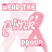 repeated pink ribbon symbols with 'HEAR THE PINK PROUD' text in pixelated font, showing color variations across frames