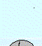 Pixelated animation of a spherical object with black and gray sections, yellow center, and red text overlay against light blue background.