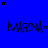 Blue background with repeated 'MARINA' text and scattered black and blue stars in a pattern