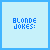 light blue square with pixelated text and heart symbols in darker blue, displaying repeated phrases about brunettes and blondes