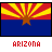 A contact sheet of five animated frames showing the Arizona state flag with pixelated text variations below each frame.