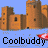 Animated contact sheet showing 9 frames of a pixel art icon with red speedboat, white stick figure, and brown castle background on blue water.